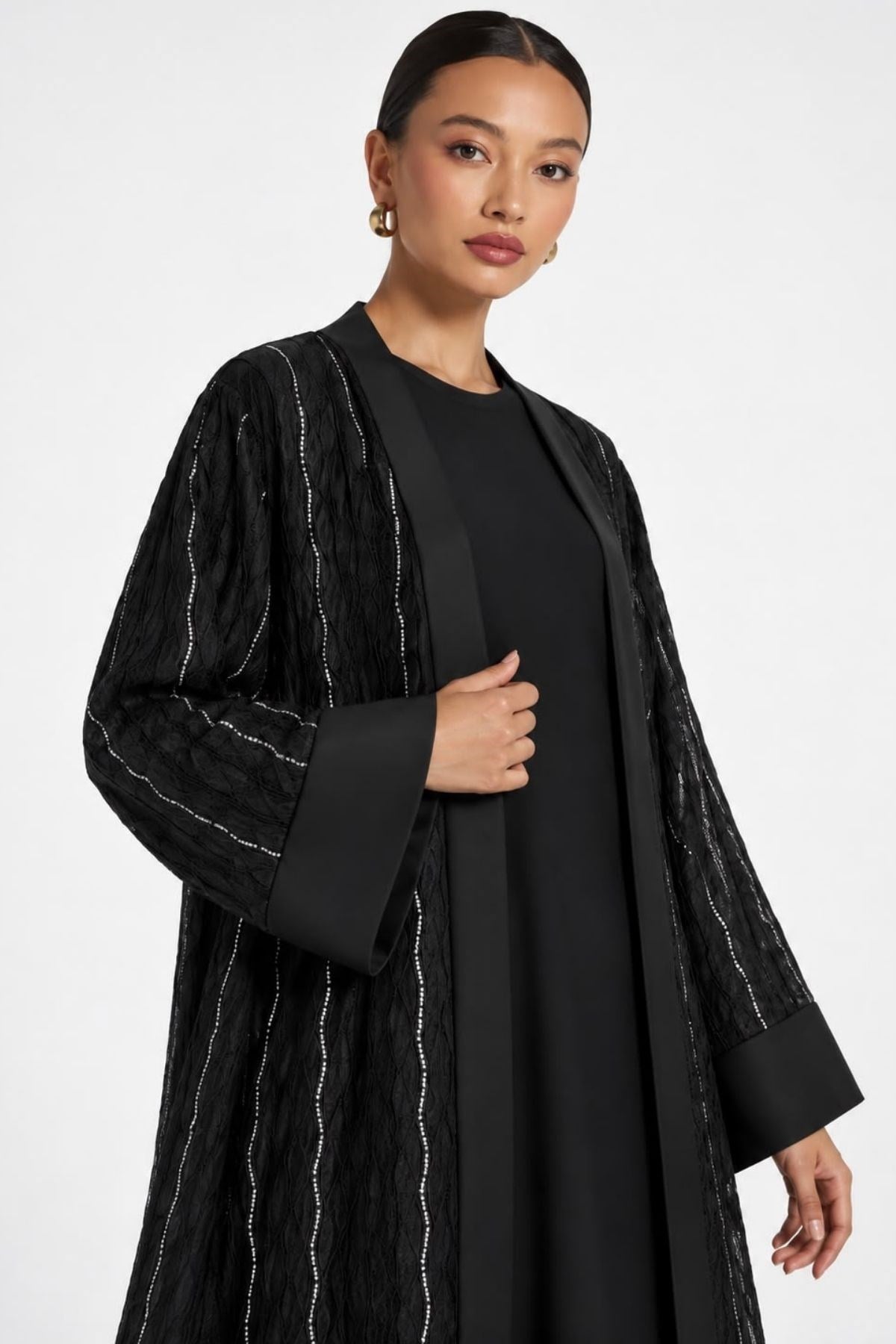 Pul İşleme Abaya Siyah 