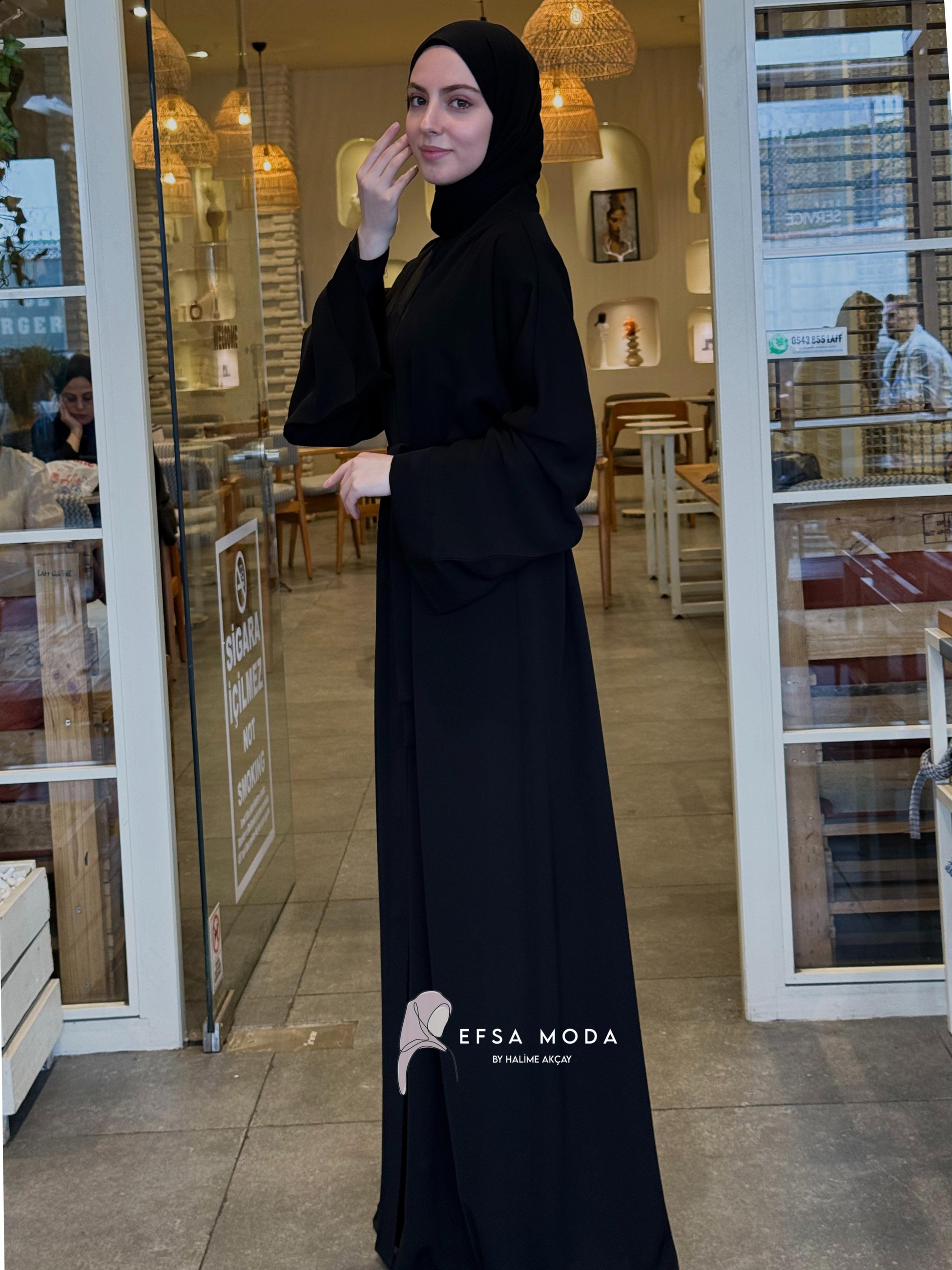 SADE SİYAH ABAYA