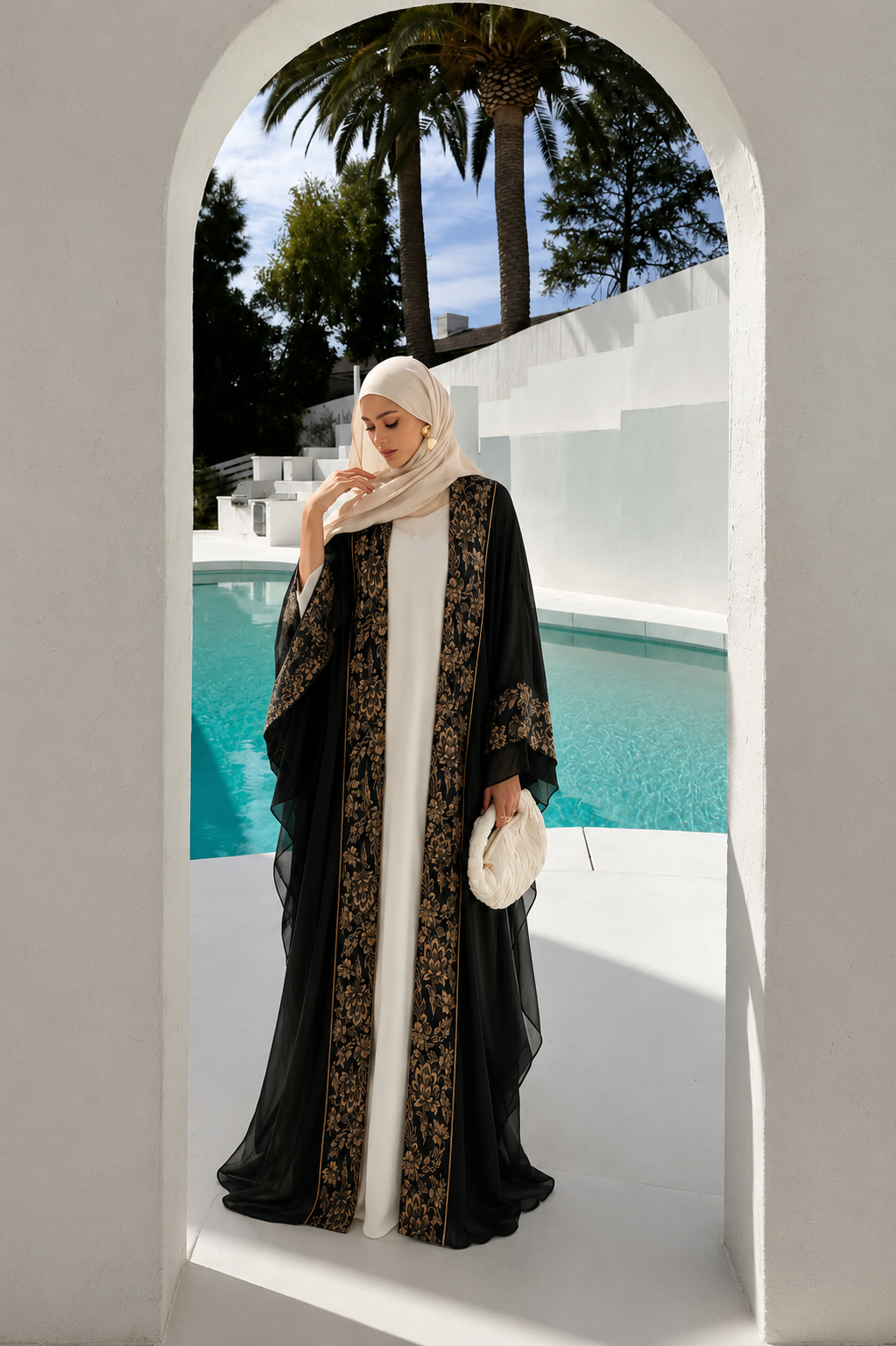 SARAY ESİNTİSİ GOLD NAKIŞLI ABAYA