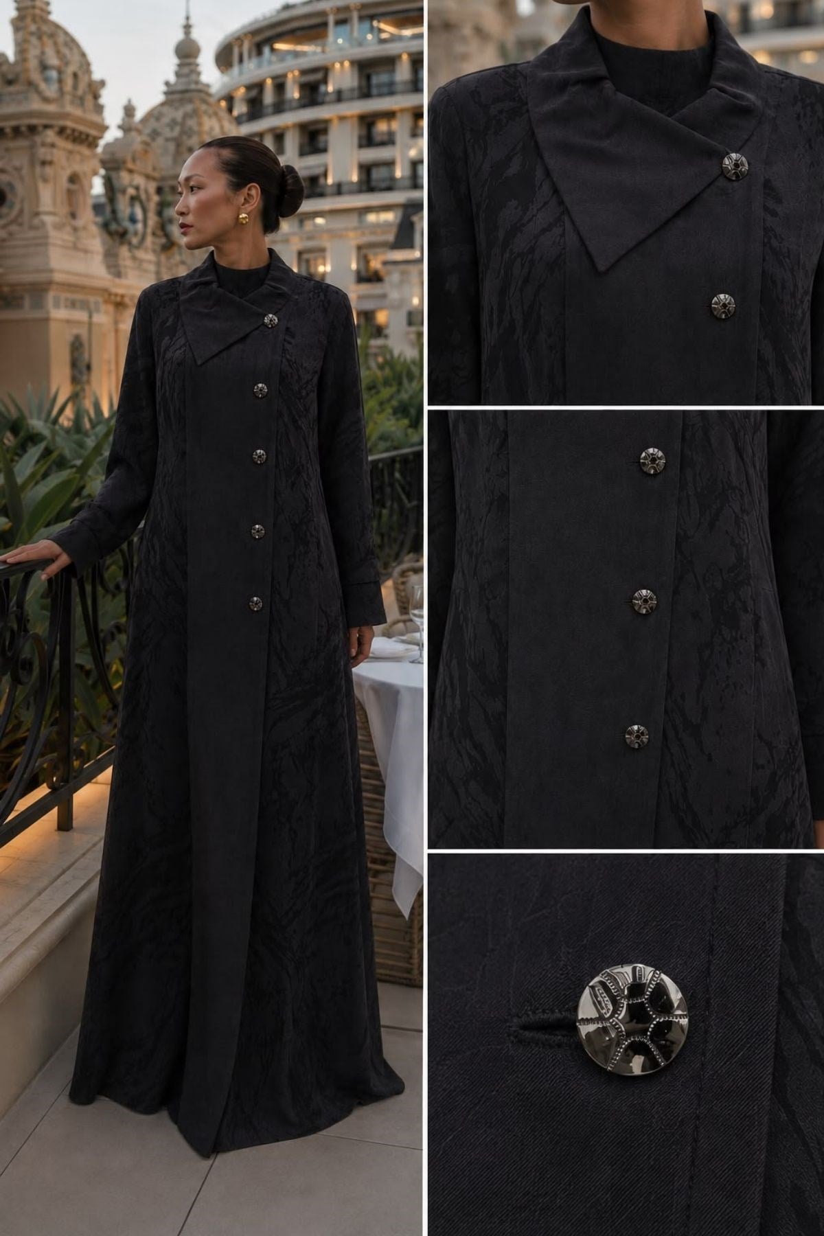 Siyah Asil Desen Abaya