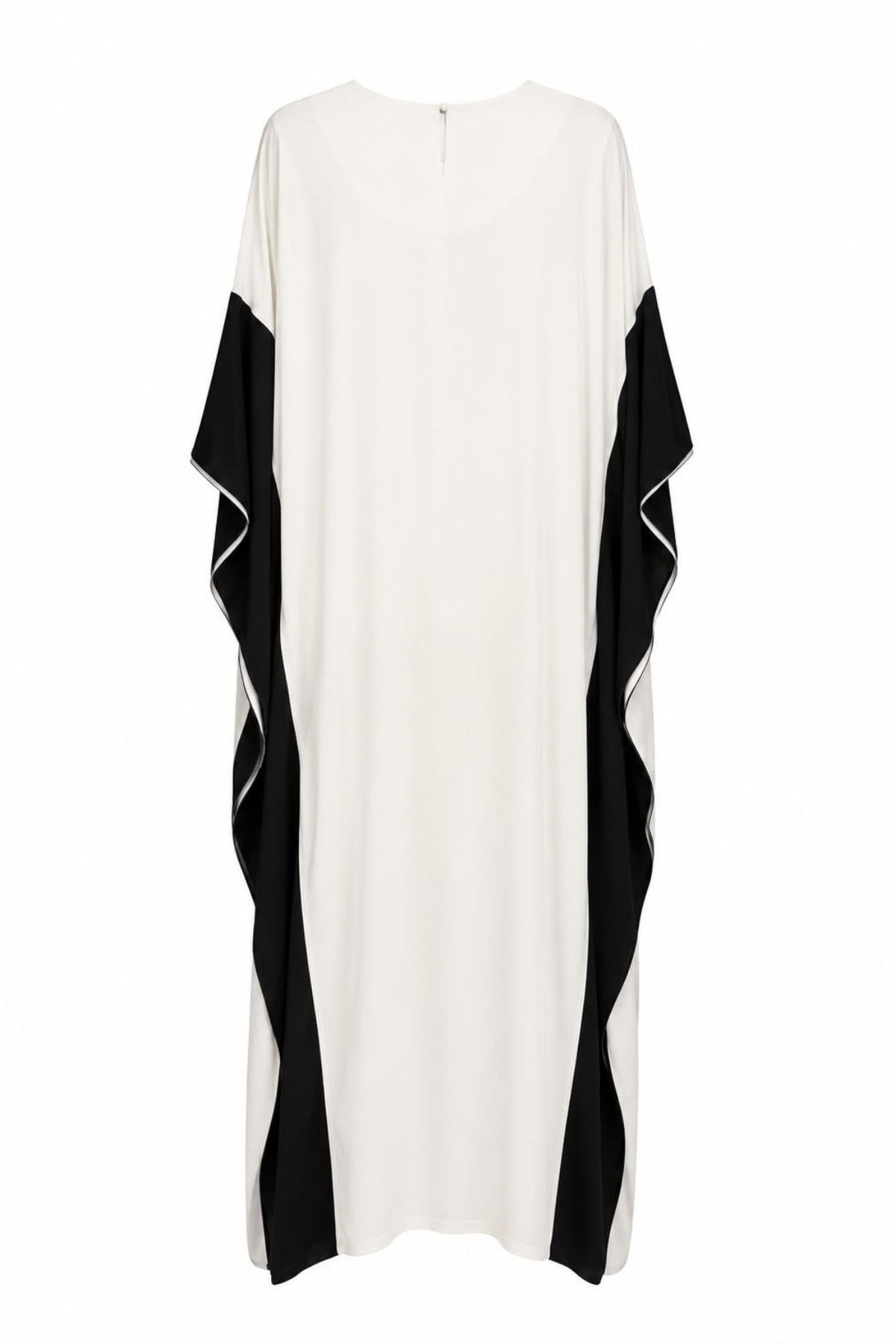 Siyah Beyaz Çiçek Desenli Oversize Abaya