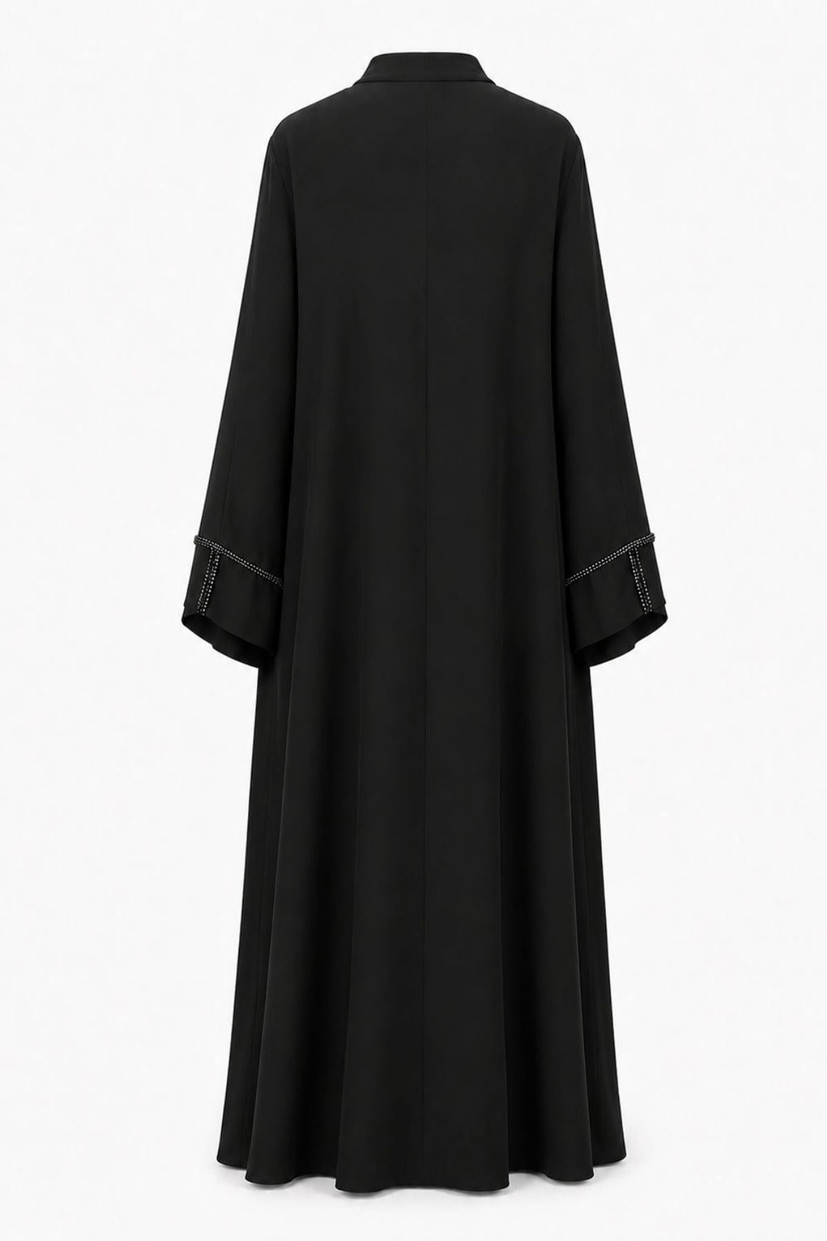 Siyah Dubai İpeği Minimal Taş Detaylı Abaya