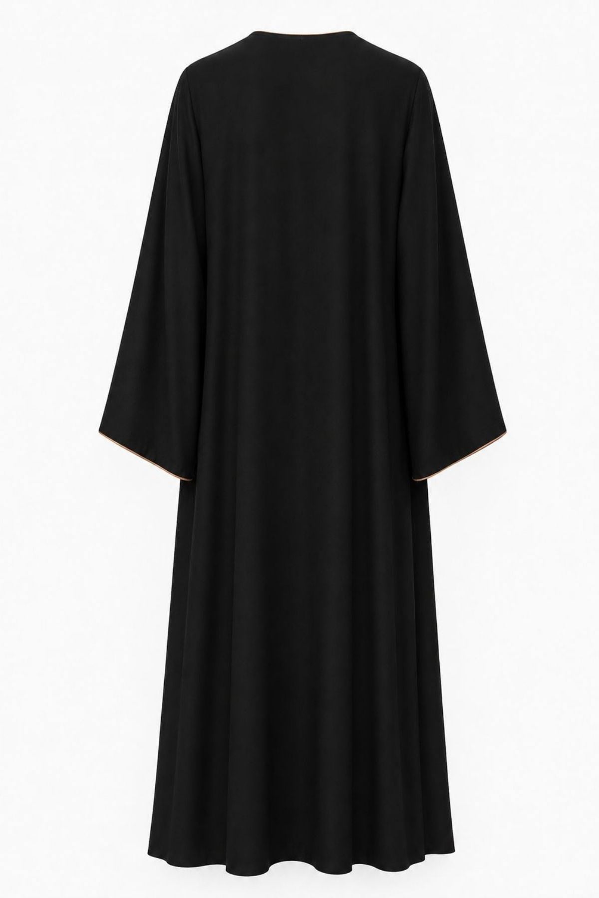 Siyah Gold Nakış Detaylı Abaya