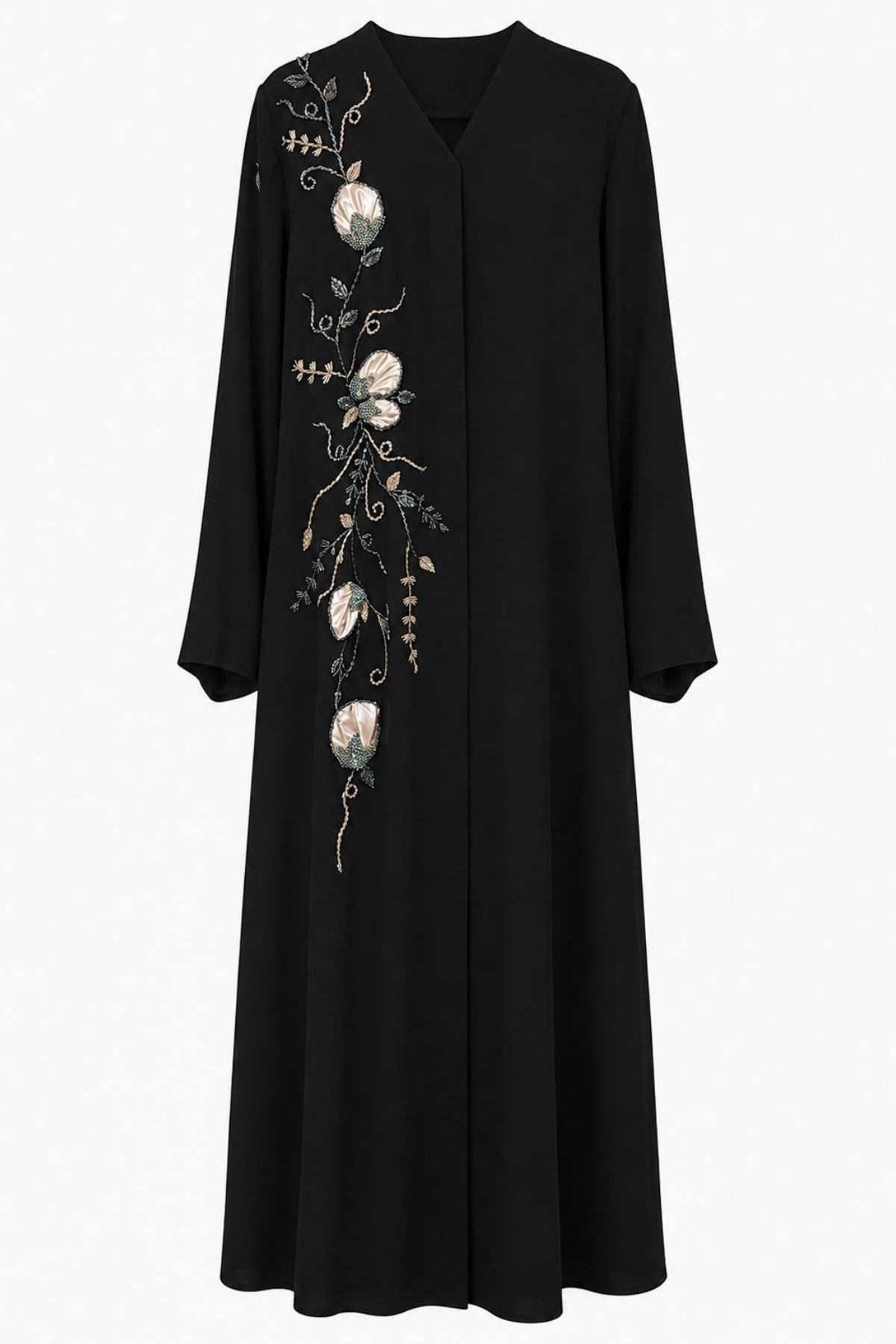 Siyah Lalezar Özel Tasarım Abaya