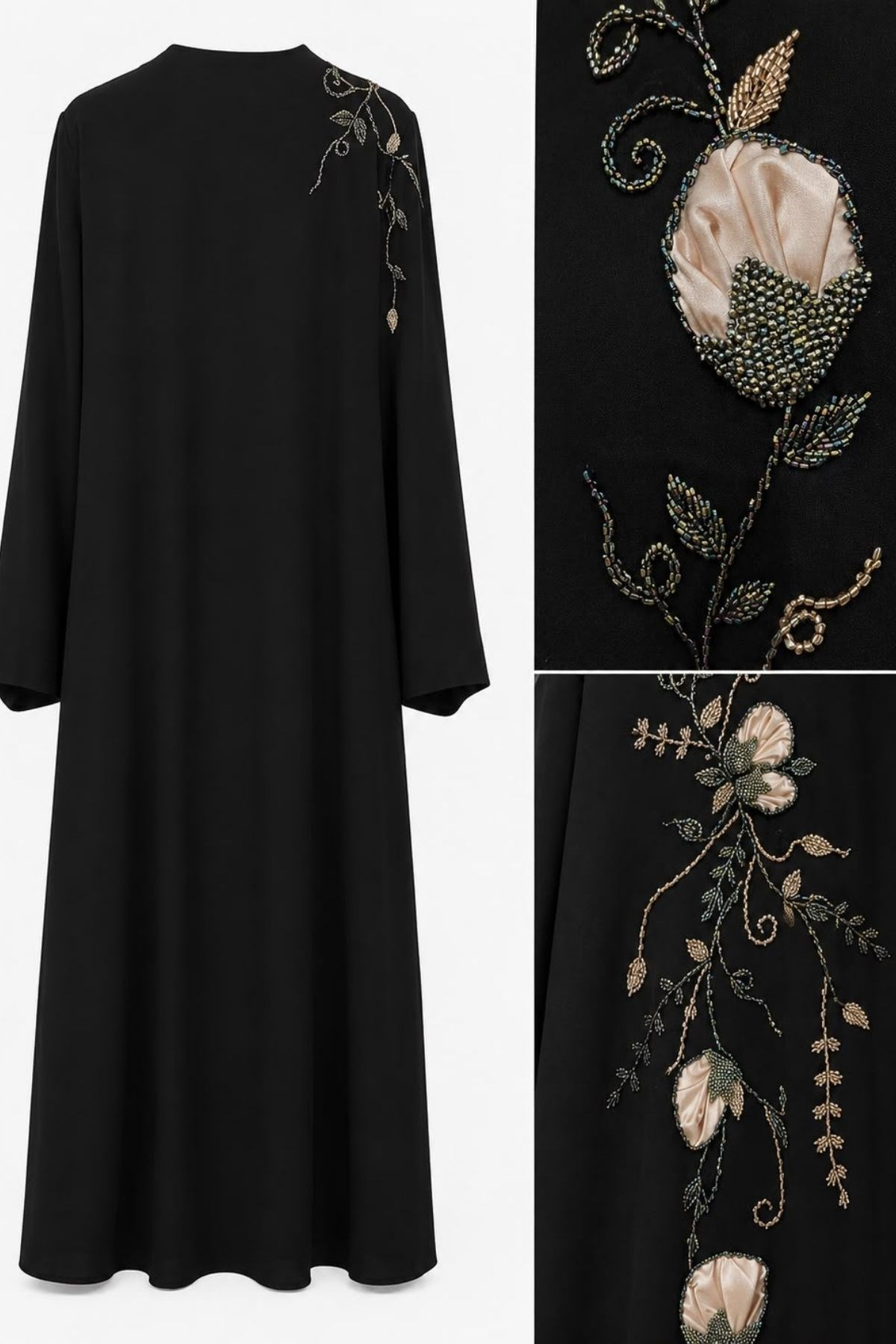 Siyah Lalezar Özel Tasarım Abaya
