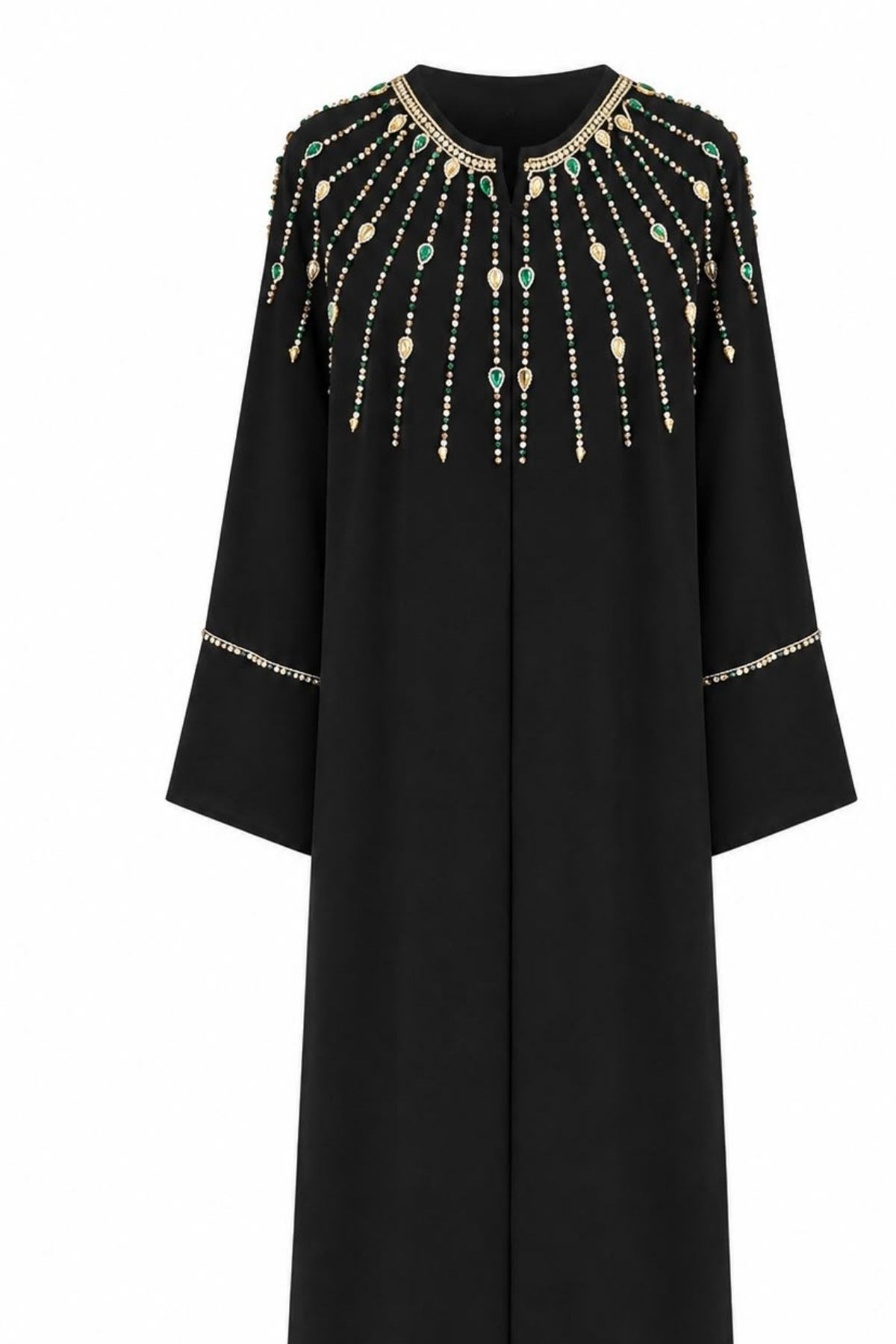 Siyah Renkli Taş İşlemeli Özel Tasarım Abaya