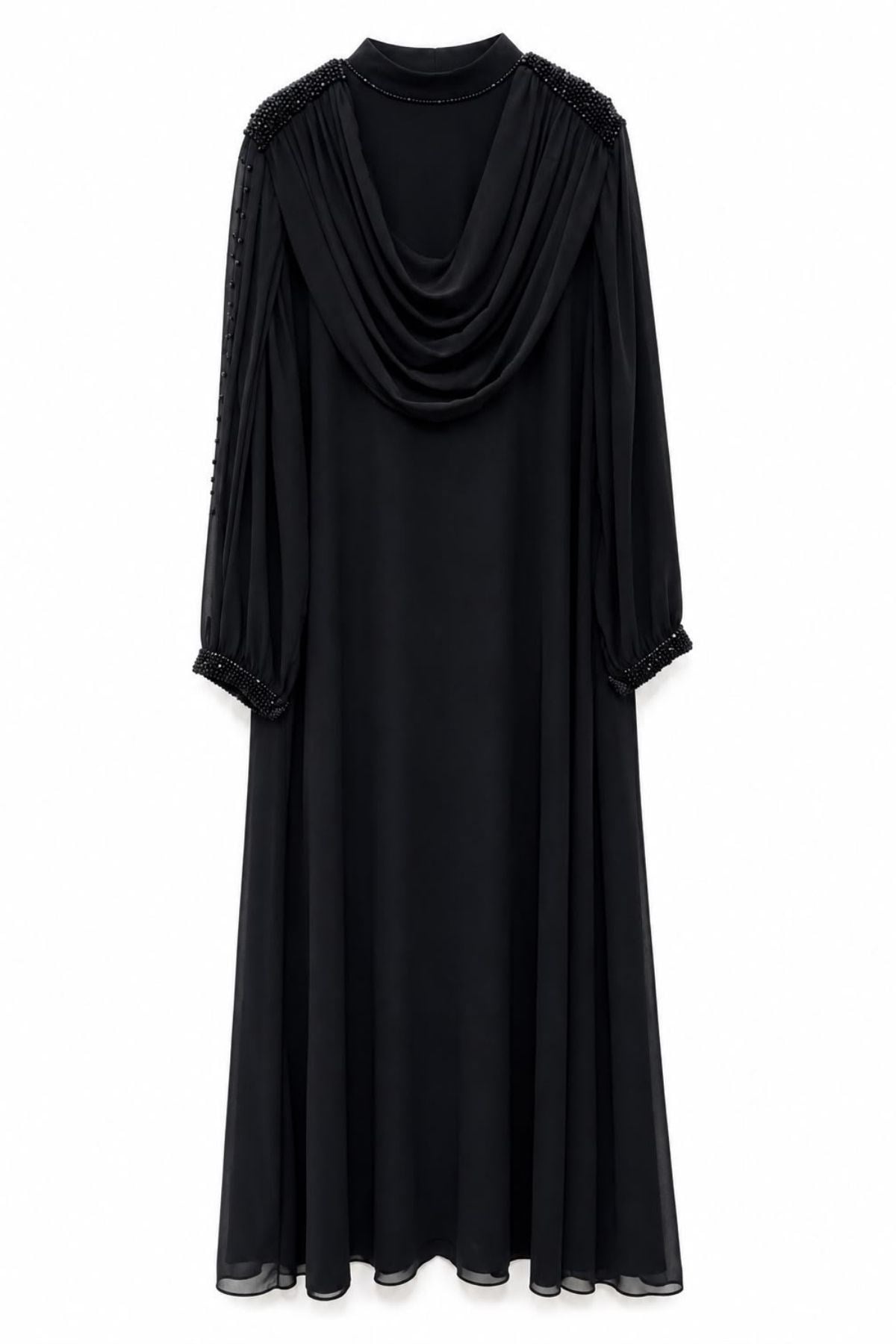Siyah Vespera Drape Abiye