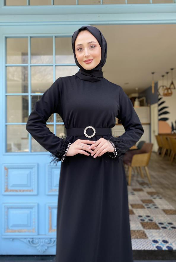 TAŞ DETAYLI ELBİSE