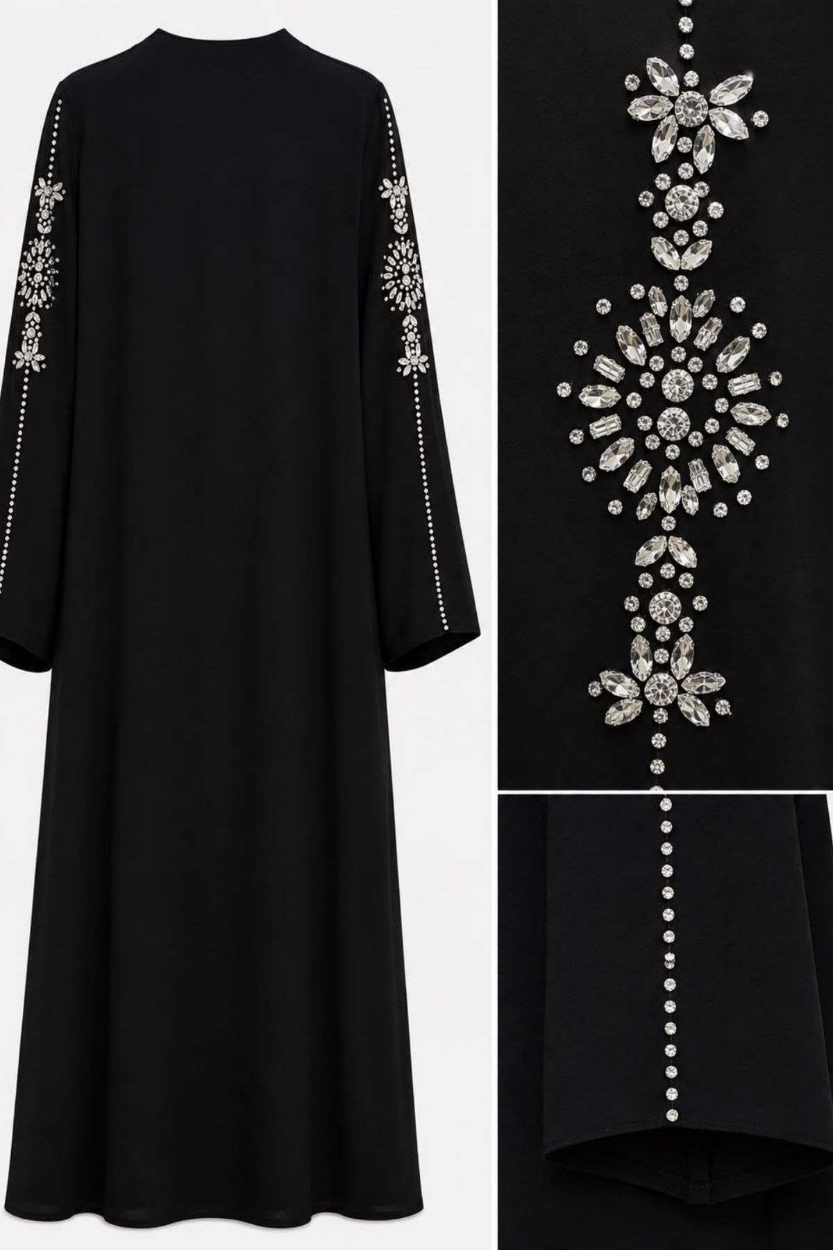 Zümrüt İnci Siyah Abaya