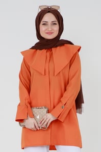 قميص بياقة كبيرة - برتقالي
