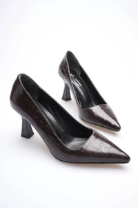 Acı Kahve Kroko Topuklu Kadın Stiletto TR20MS02G