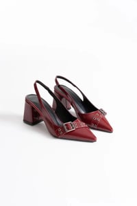 Bordo Rugan Kadın Topuklu Ayakkabı TR08MS07C
