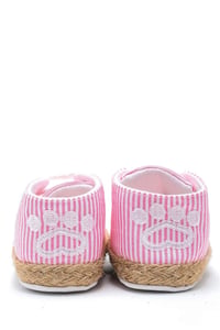 First Step Kedi Nakışlı Çizgili Patik - Pembe 12-16 Ay / No.19