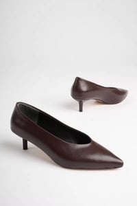 Kadın Acı Kahve 4 cm İnce Topuklu Stiletto TR05MS02D