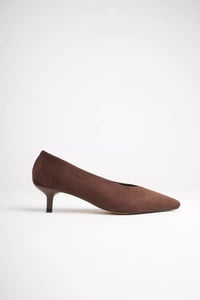 Kadın Acı Kahve Süet 4 cm İnce Topuklu Stiletto TR05MS02K