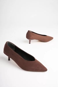 Kadın Acı Kahve Süet 4 cm İnce Topuklu Stiletto TR05MS02K
