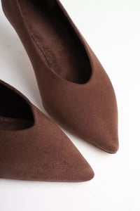 Kadın Acı Kahve Süet 4 cm İnce Topuklu Stiletto TR05MS02K
