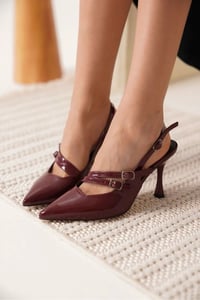 Kadın Bordo Rugan Topuklu Ayakkabı TR08MS39D