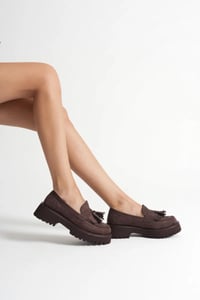 Kadın Günlük Acı Kahve Süet Loafer Ayakkabı TR10MS03E