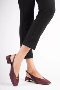 Kadın Günlük Bordo 4 cm Kalın Topuklu Ayakkabı TR05MS01E