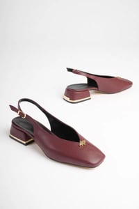 Kadın Günlük Bordo 4 cm Kalın Topuklu Ayakkabı TR05MS01E