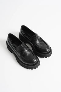 Kadın Günlük Siyah Kroko Loafer Ayakkabı TR10MS02G