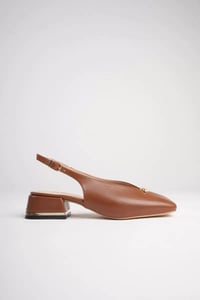 Kadın Günlük Taba 4 cm Kalın Topuklu Ayakkabı TR05MS01D