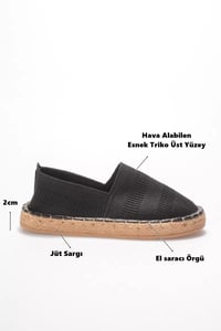 Kadın Siyah Triko Jüt Sargı El Yapımı Espadril TR44MY01A