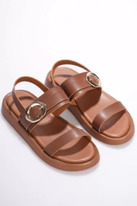 Kadın Taba 2cm Topuk Boyu Yazlık Rahat Sandalet TR27MY05B