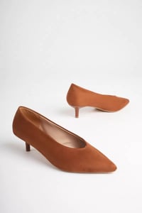 Kadın Taba Süet 4 cm İnce Topuklu Stiletto TR05MS02J