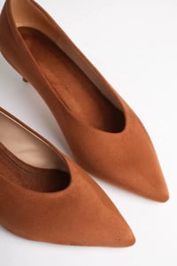 Kadın Taba Süet 4 cm İnce Topuklu Stiletto TR05MS02J