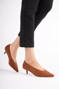 Kadın Taba Süet 4 cm İnce Topuklu Stiletto TR05MS02J
