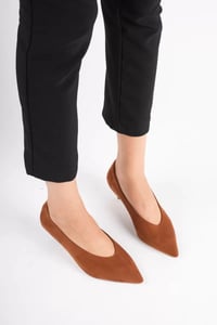 Kadın Taba Süet 4 cm İnce Topuklu Stiletto TR05MS02J