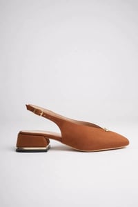 Kadın Taba Süet 4 cm Kalın Topuklu Ayakkabı TR05MS01J