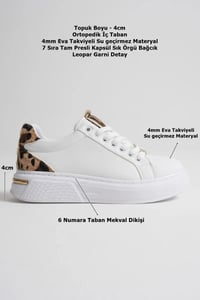 Leopar Detaylı Beyaz Kadın Spor Ayakkabı TR01MS03C