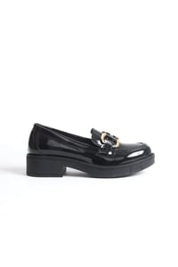 Rugan Siyah Gold Tokalı Kadın Loafer TR17MS02A