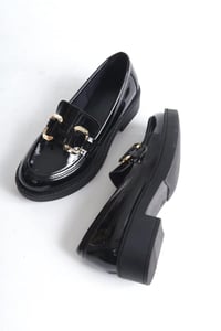 Rugan Siyah Gold Tokalı Kadın Loafer TR17MS02A