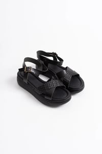 Siyah Hakiki Deri Sandalet TR31MY58A