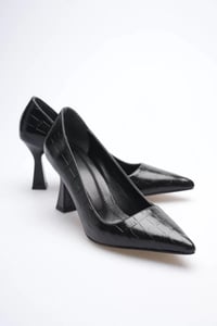 Siyah Kroko Topuklu Kadın Stiletto TR20MS02F