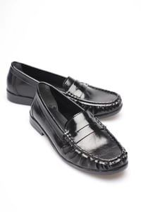 Siyah Parlak Deri Görünümlü Penny Loafer TR88MS02A