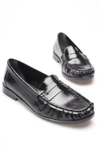 Siyah Parlak Deri Görünümlü Penny Loafer TR88MS02A