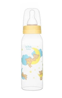Wee Baby Silikon Uçlu Desenli PP Biberon 250 ml - Sarı