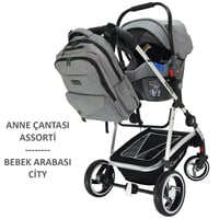 Yoyko City Seyahat Sistem Bebek Arabası 3 in 1 Gri Silver