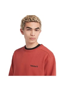 Timberland Small Logo Print Crew Neck Erkek Sweatshirt Chili Oil