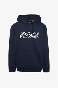 Timberland Linear Logo Print Hood Erkek Sweatshirt Lacivert