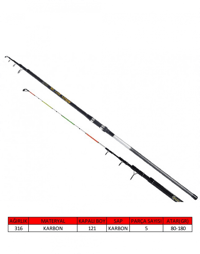 Captain 1525 Cast Strong Tele Surf Kamış 350cm 80-180gr Atar