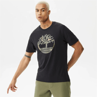 Timberland Tree Logo Camo Erkek Tişört Siyah