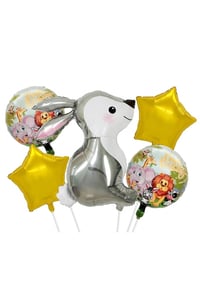  5'li Zebra Temalı Happy Birthday Folyo Balon Seti – Safari ve Orman Konseptli Parti Süsü
