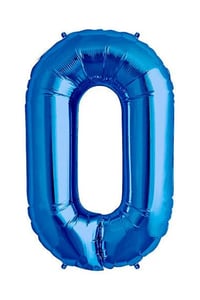 0 Rakam Mavi Folyo Balon 34 inç 76-82 cm