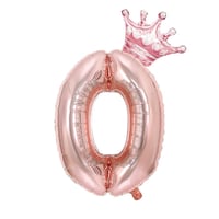 0 Rose Gold Rakam ve Kral Tacı Folyo Balon Doğum Günü Parti Kutlama Seti